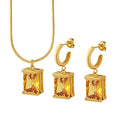 Personalized Lava Volcanic Shape Pendant Stainless Steel Jewelry Zircon Earrings Necklace Sets