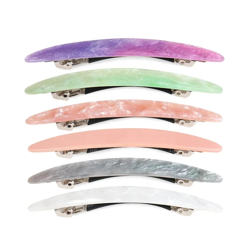 10cm Long Stylish Barrette Clips Customize Cheap Acrylic Hair Clip Oval Slim French Barrette Clips for Long Hair