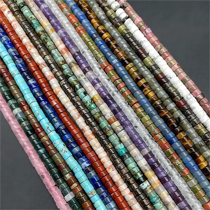 2*4mm Natural Healing Crystals Gemstone Disc Heshi Spacer Beaded Stone Beads for Jewelry Making DIY Bracelets and Necklaces