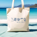 Large-Capacity Hand-Painted Seaside Vibe Graffiti Canvas Tote Bag Stylish Must-Have Storage for Outings Cosmetic Bags
