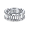 Popular Design Wedding Sterling Silver Rings White Pink Stackabe Row Baguette Diamond Ring for Women Girls