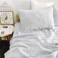 Stone Washed European Flax Linen Fabric Pretty Stripe 100% Linen Duvet Cover Mattress Cover Bed Sheet Set
