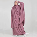 Popular Design Women Prayer Clothing Nida Elastic Long Sleeve Dress Muslim 2 Pc Set Islamic Clothing Abaya Dress With Hijab