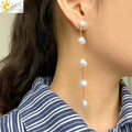 CSJA Natural Irregular Baroque Fresh Water Pearl Bead Stud Earring Korea Style Jewelry Dangle Long Drop Earring G555