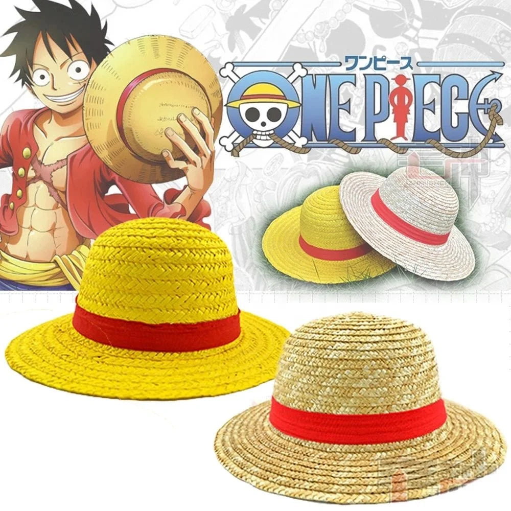 BAIGE  Cartoon Sunscreen Cosplay Cap Neck String Anime Flat Hats Hot Japanese Anime One Piece Luffy Straw Hat for Adult