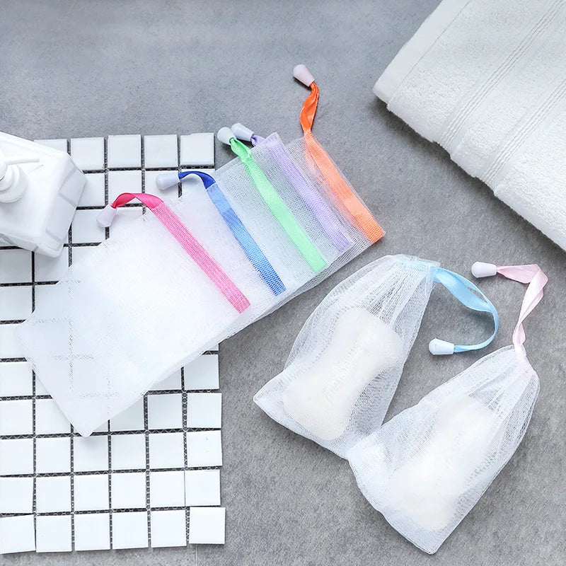 Hand Soap Net Ribbon Bag Mesh Face Washing Net for Bathroom Drain for Daily Cleansing
