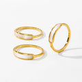 YF2728 Dainty Band Rectangular Bar Shell Ring 18K Gold Plated Stainless Steel Waterproof Hypoallergenic for Women