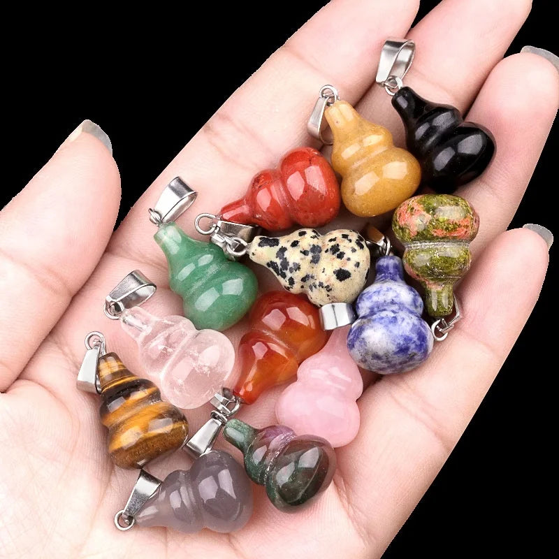 Classic Style 20mm Natural Crystal Gourd Pendant Semi-Precious DIY Jewelry Accessories for Fashionable Charming Pendants Charms
