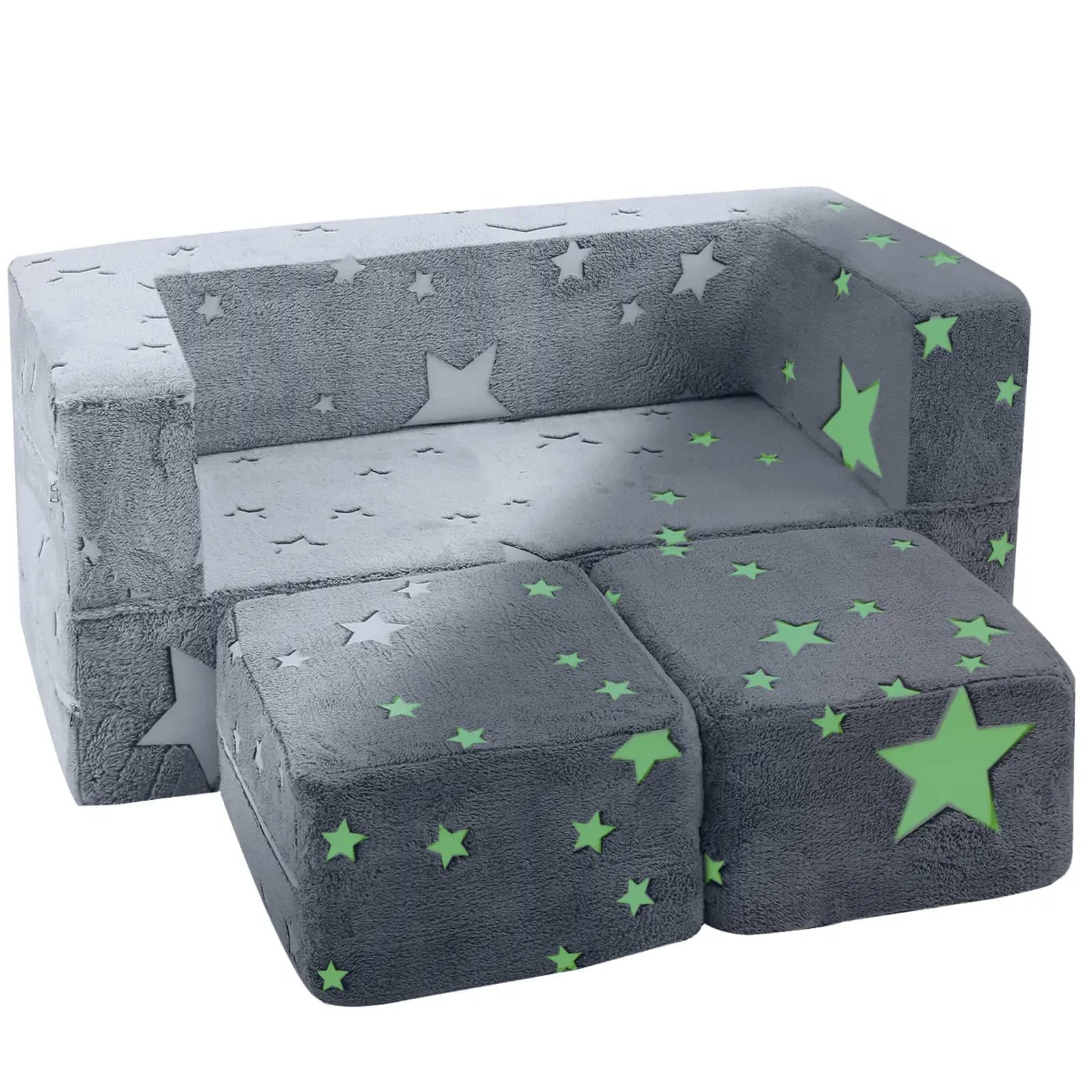 Kingworth 2-in-1Sofa Bed Bedroom Furniture Fold Out Glow in the Dark Star Kids Sofa Toddler Couch for Livingroom