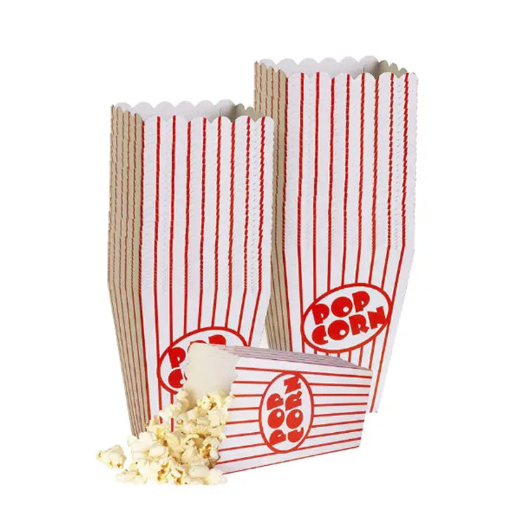 Custom Disposable Paper Cardboard Popcorn Boxes Cheap Packaging for Food-Use with Sushi Potato Chips Matt Lamination Embossing