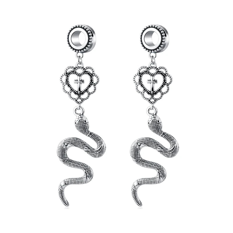 Snake Pendant Ear Tunnels Plugs Reamer Punk Earrings Body Jewelry Gauges for Ear Piercings Stretcher Expansores Oreja