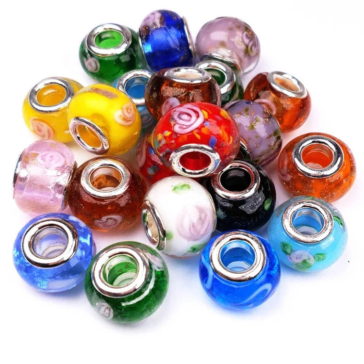 European Style Large Hole Ceramic Glass Spacer Lampwork Beads 100pcs/bag for DIY Bracelet Jewelry Making