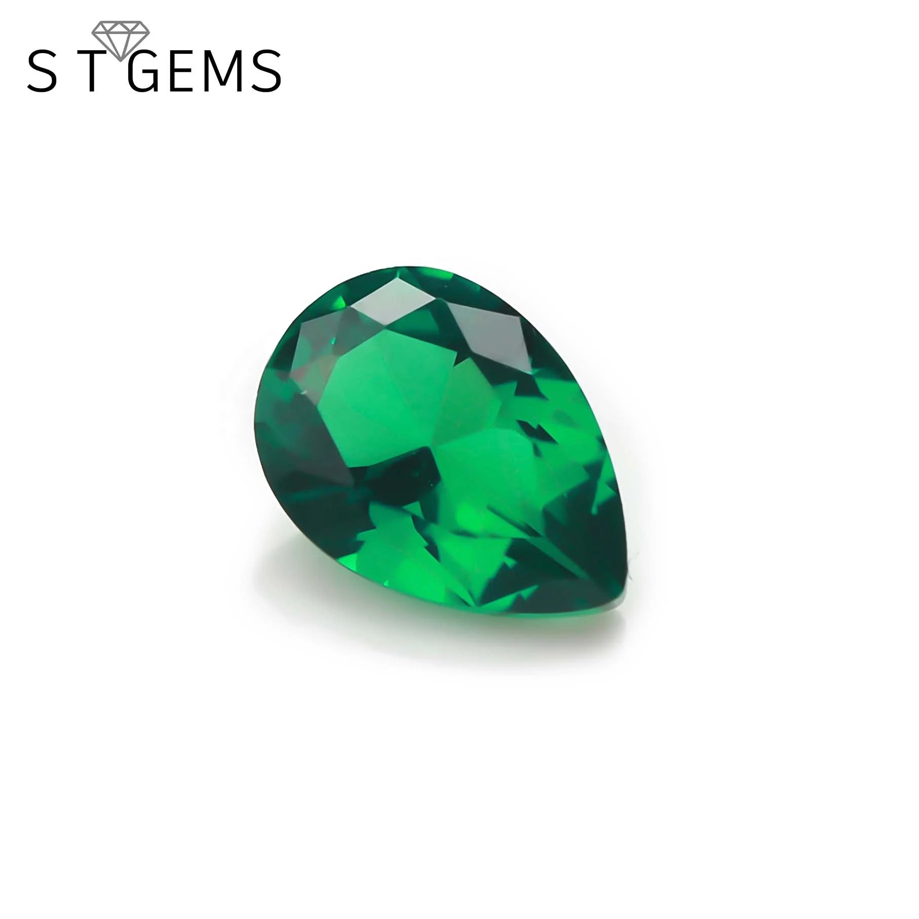 ST Gems Pear Shape Brilliant Cut Green Crystal Nano Stone Manufacturer Provide Good Price for Sale