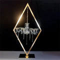 Vintage Antique Triangle Gold Acrylic Chandeliers Candlesbras Metal Wedding Large Crystal Candle Holder Stand Table Centerpieces