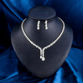 Weiman Stunning Cubic Zirconia Teardrop Necklace and Earrings Set New Arrival Bridal Jewelry for Women's Wedding and Party Wear