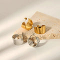 Stylish Bulk Wholesale Wide Surface C Shaped Stud Earrings Real Gold Plated Simple Design Personalized Earrings for Women