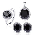 Classic Engagement 925 Sterling Silver Jewelry Sets Aaa Cubic Zirconia Rhodium Plating Gemstone Black Onyx Set Jewelry
