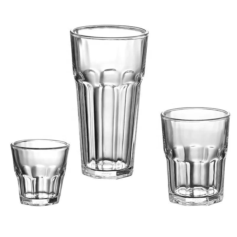 Wholesale Cheap Clear Octagon High Ball Water Beer Tumbler Thick Whisky Drinking Glasses