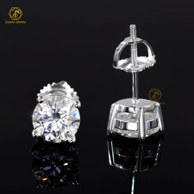 925 Sterling Silver D VVS GRA Certificate Screw Back Men Women Moissanite Stud Earrings
