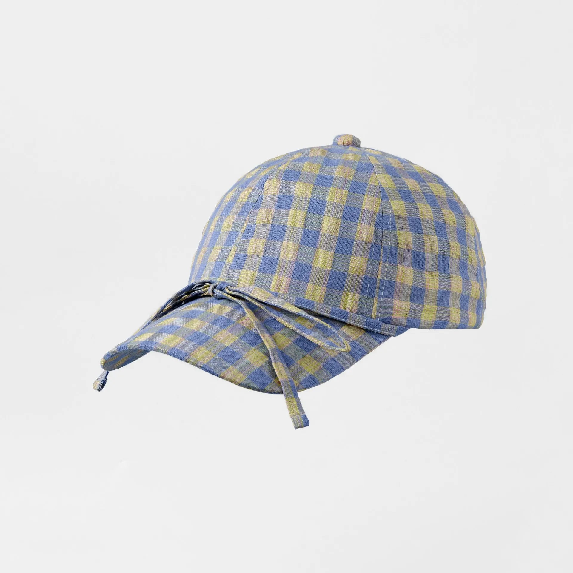 2026 Wholesale Four Seasons Casual Baseball Cap British Plaid Breathable Bow Visor Hat Face Slimming for Daily Outdoor Travel