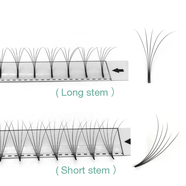 0.07mm Korea Premade Russian Volume Lashes Super Fans Needle Point Stem Narrow Base Lightweight Mega Volume Premade Fans