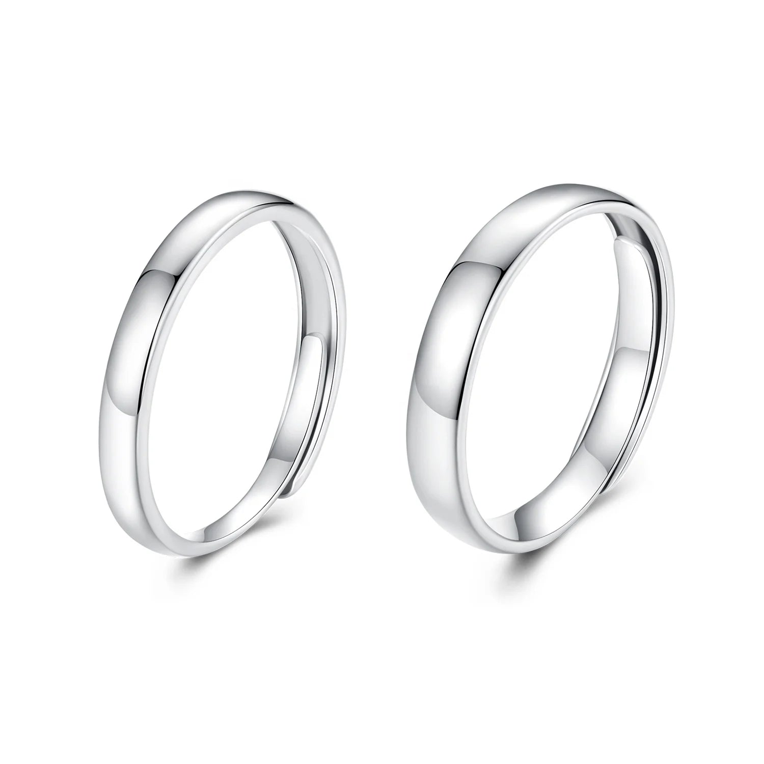Solid 925 Sterling Silver Wedding Bands for Women Dainty Gold Plated Thumb Pinky Ring High Polish Comfort Fit Open Ring BSR649