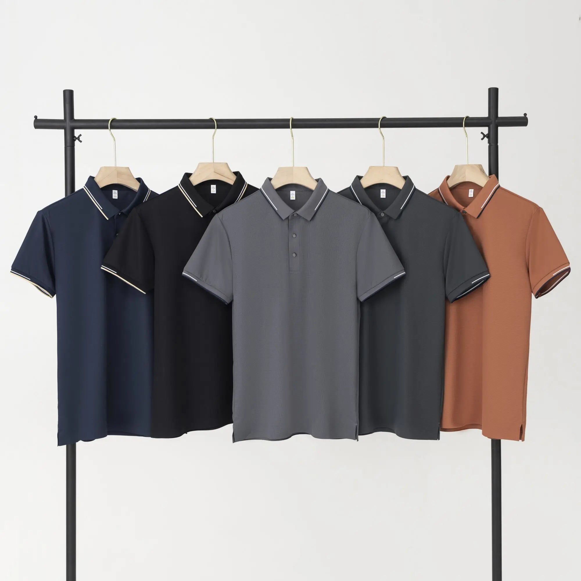Factory Supply Custom Brand Solid Color Blank T Shirt for Men Polyester Shirt Quick Dry Plain Polo Shirt for Men