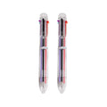 Hot Selling 6-Color Transparent Ballpoint Pen Cute Student Stationery Multi-Color Plastic Pen Factory Supply