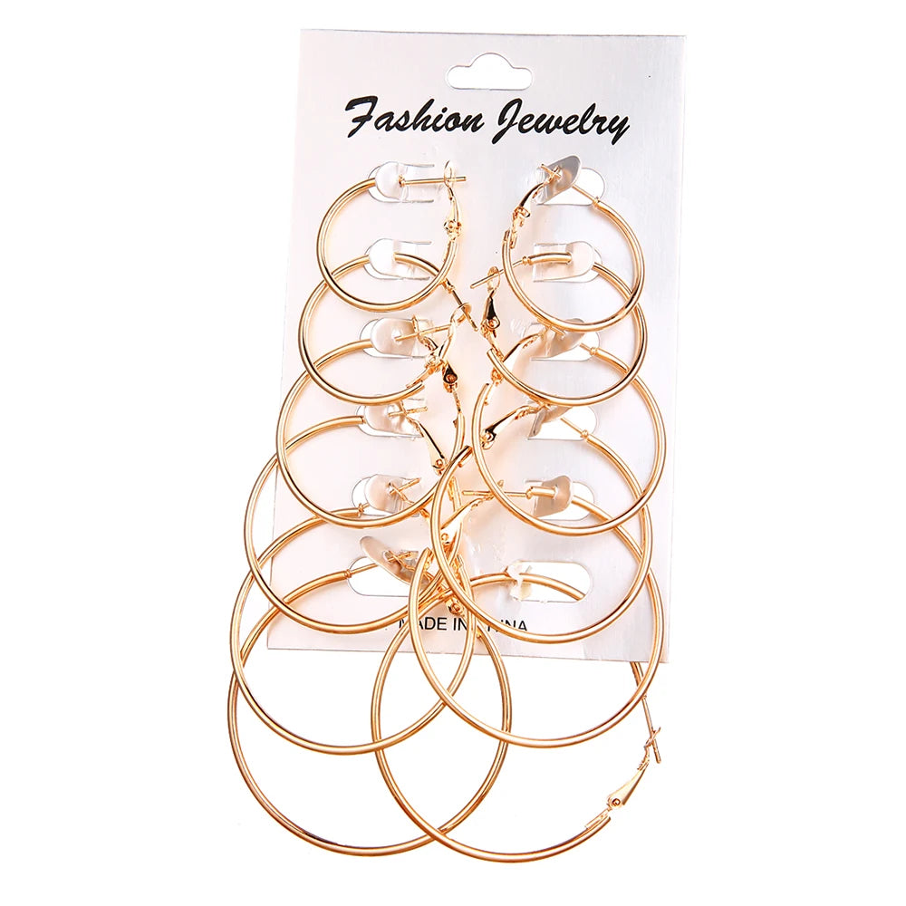 VKMRE 2022 New Fashion Big  Gold Circle Hoop Earrings Set Crystal Stud Earrings Set for Women Jewelry