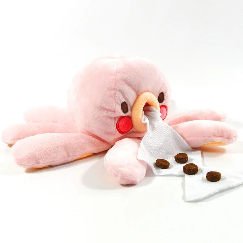 Plush Cute Leaking Food Puzzle Custom Octopus Designer Squeaky Hide and Seek Dog Toy