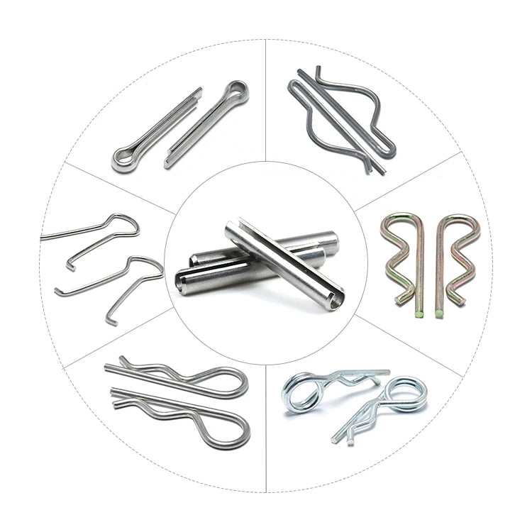Stainless Steel Carbon Steel R Type Split Type H Type Solid Cylindrical Slotted and Threaded Dowel Clevis Pins