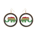 Luxury Fashion Natural Wood Elephant African Map Earrings Women