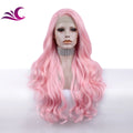 Celebrity Wholesale Orange Pink Natural Look Wave Futura High Temperature Fibre Synthetic Lace Front Wigs for Daily