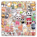 50Pcs New Cartoon Boba Animals Graffiti Stickers for Cup Bottle Decor Creative Bubble Milk Tea Sticker