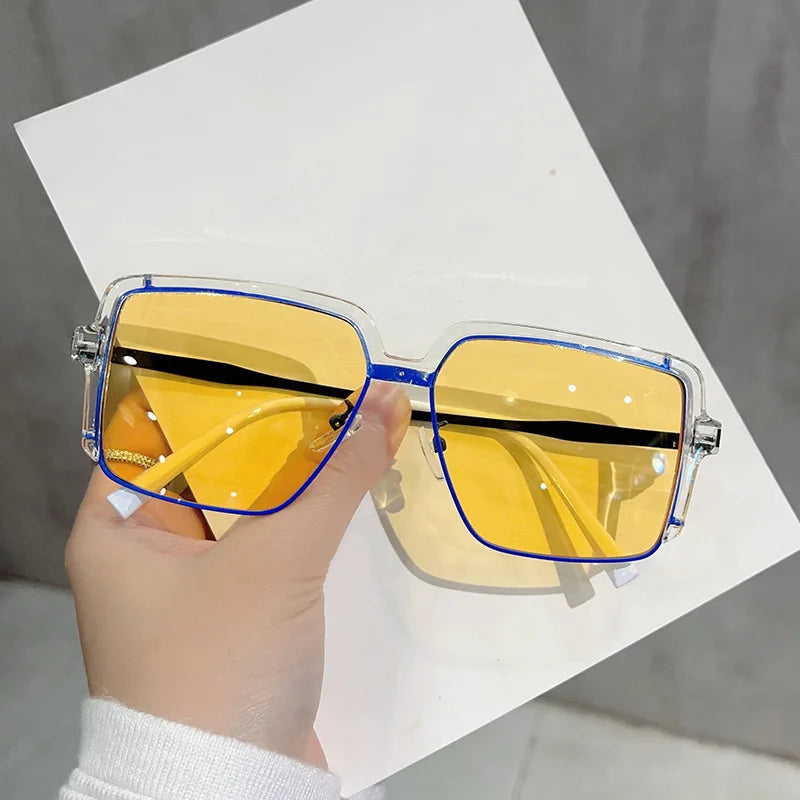 DL GLASSES Square Other Sunglasses Half Frame Silver Black Acrylic Lenses UV400 Protection Trendy Optical Eyeglasses