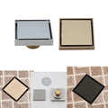 JIENI 4 Inch Square Matte Black Waste Shower Water Floor Drain Tile Insert Polished Stainless Steel Metal Modern for Home Hotel