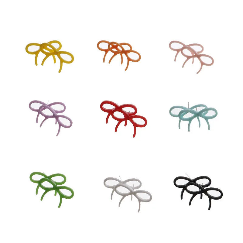 MiDairy Japanese and Korean Fashion New Bow Earrings 10 Colors Simple and Exquisite Girl Earrings