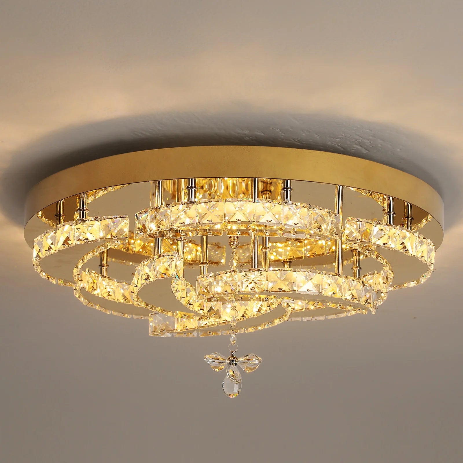 Factory Stainless Steel Crystal Ceiling Lamp Living Room Restaurant Luxury Lighting Fixtures