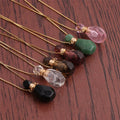 Trendy Jewelry Long Necklaces Natural Crystal Gemstone Aroma Essential Oil Diffuser Perfume Bottle Pendant Necklace for Women