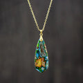 Bohemia Silver Gold Plated Link Chain Colorful Shield Pendant Necklace Energy Balance Spiritual Jewelry Wholesale Made of Brass