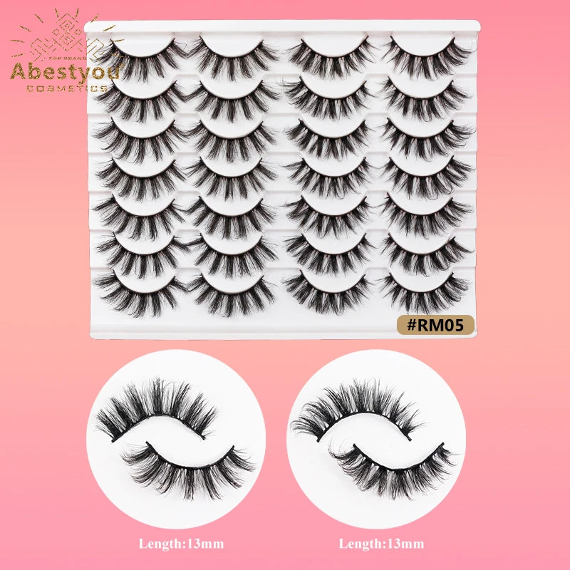 Abestyou Mink Lashes 9-17mm Fluffy Messy 5d Faux Cils Effet Extension Russian Strip Lashes Wholesale Items for Business Rzesy