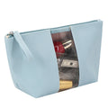 Eco Friendly Vegan Leather Toilet Bag Saffiano PU Makeup Cosmetic Bag with Clear Window Waterproof Fashion Toiletry Bags