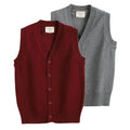 Cross-Border Korean Style Solid Color V-Neck Sleeveless Sweater Vest for Boys and Girls Knitted Cardigan
