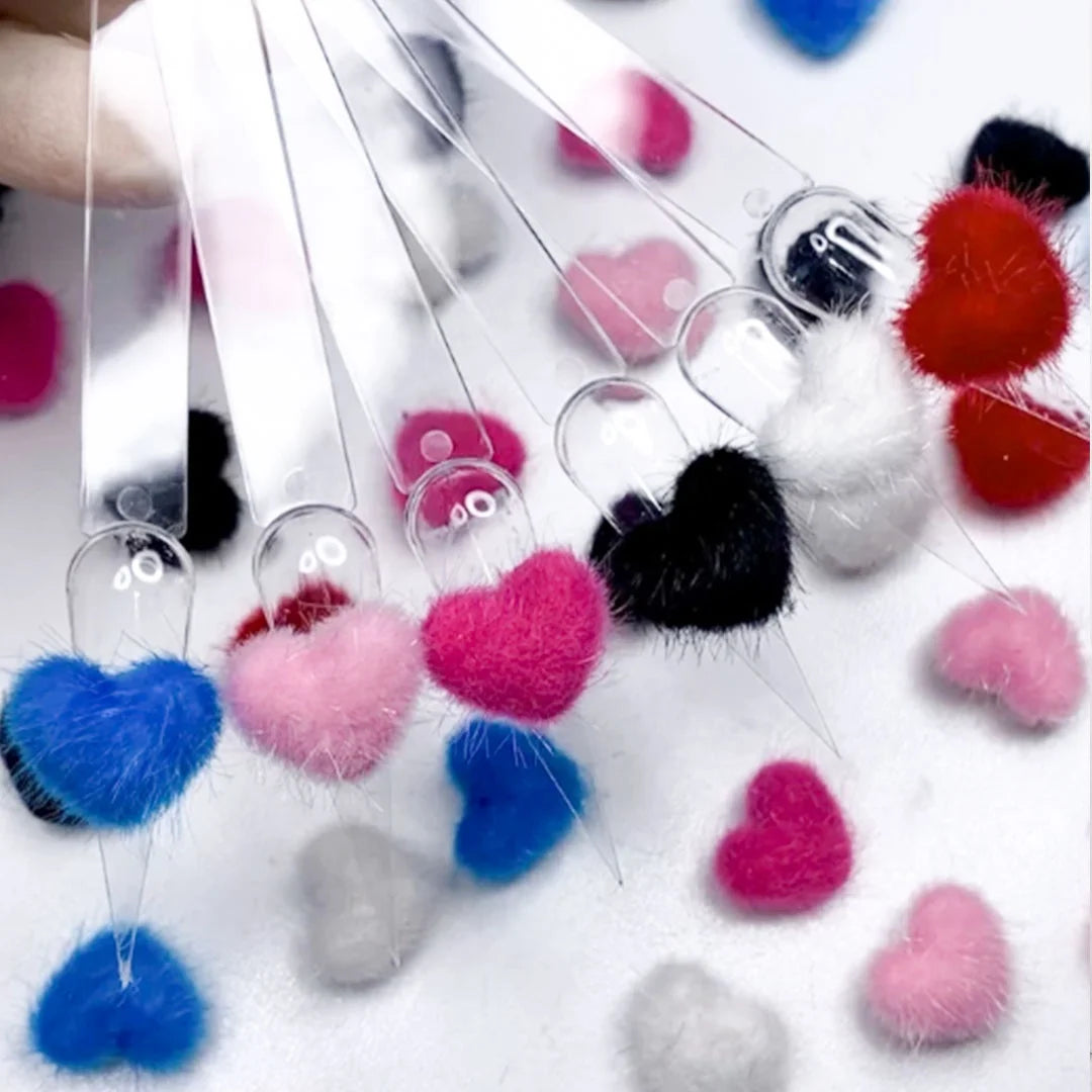Paso Sico Japanese Shimmer 3D Heart Magnetic Removable Pom Poms Nail Charms for DIY Nail Art Designs