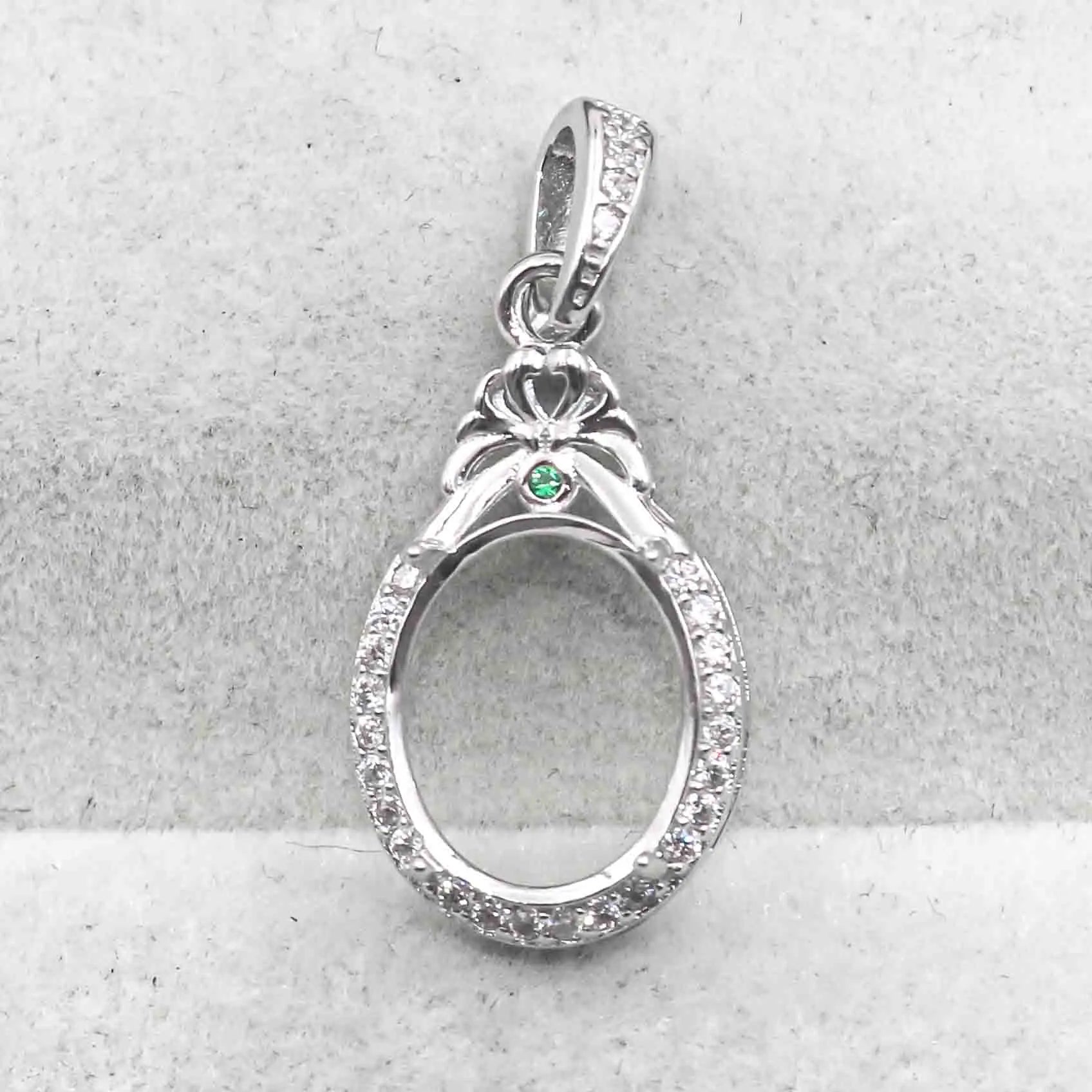 Sterling Silver 9*11mm Semi Mount Pendant Empty Frame Blank Support Setting S925 Base Holder Without Center Stone for DIY Inlay