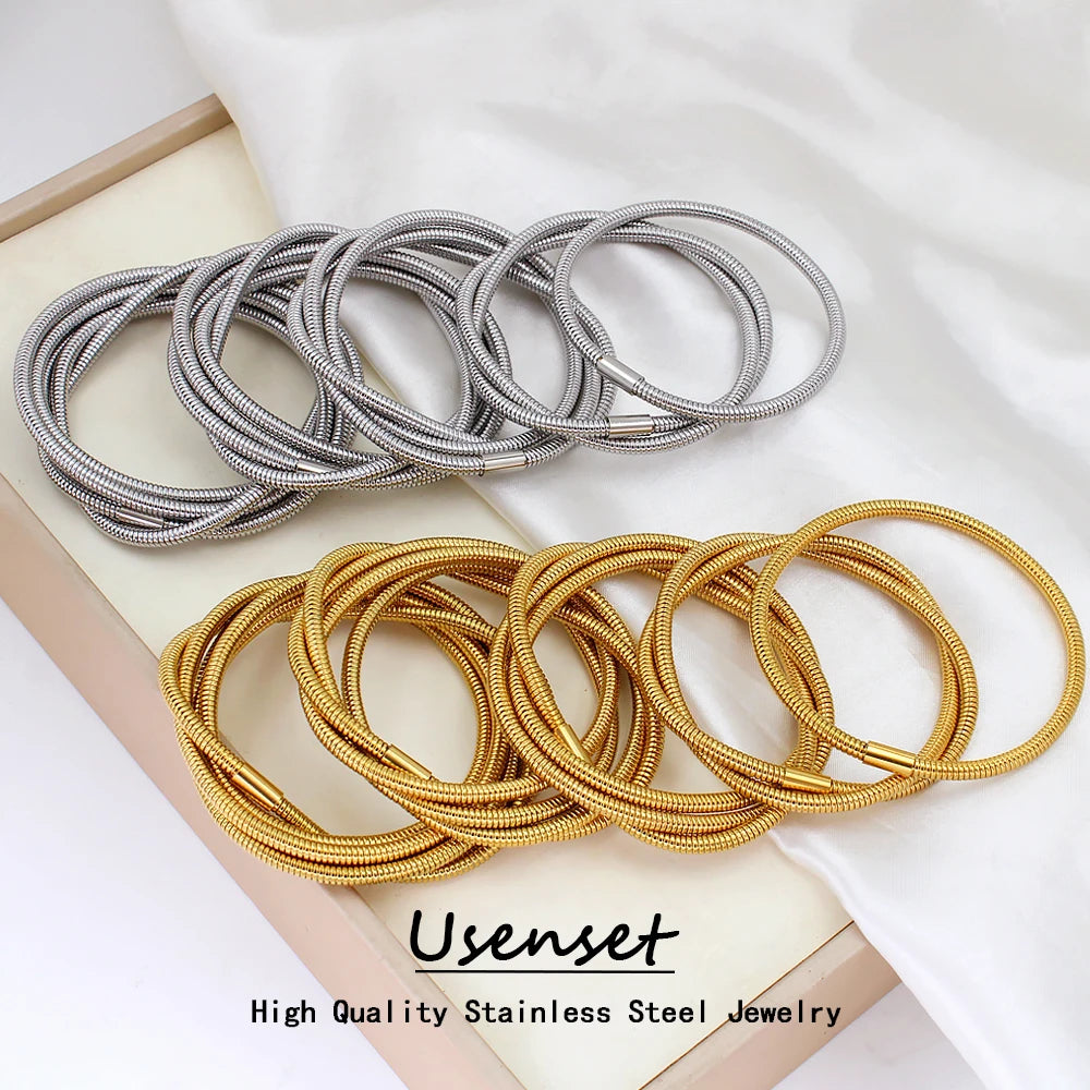 Hot Sale 1-5 Layered Stainless Steel Bangle 18K Gold Plated Spiral Bracelet Waterproof Customized Premium Jewelry