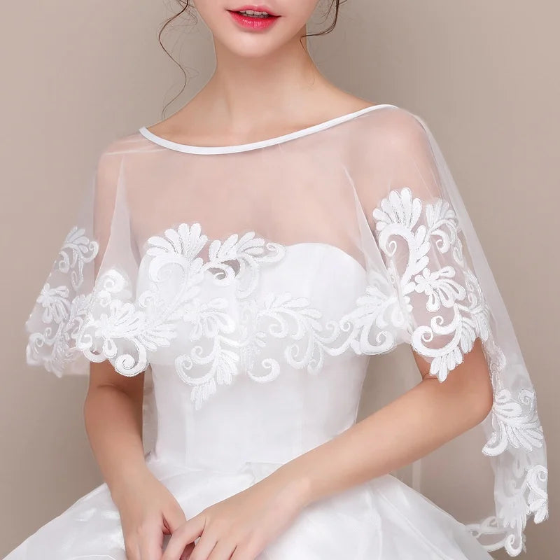 Genya Spring and Summer Bride Wedding Dress Shawl Wedding Shoulders Cape Shawl Wrap Shrug Bridal Dress Cover up