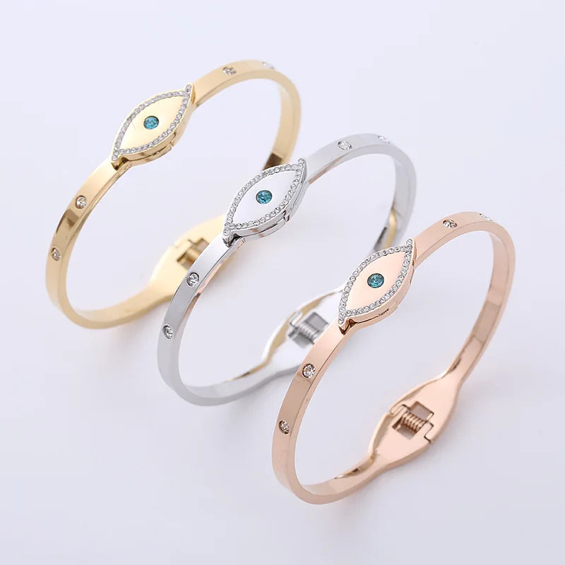 Waterproof Fine Jewelry Gold Plated Ojo Evil Eye Crystal Bracelet Women