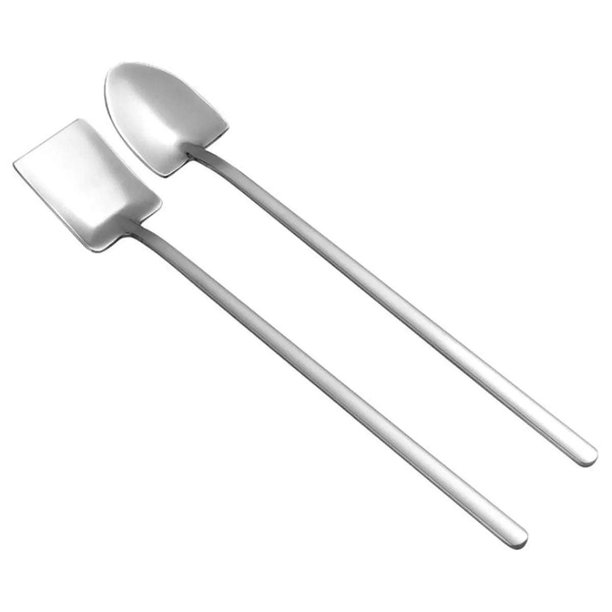 304 Stainless Steel Spoons Shovel Shape Coffee Ice Cream Soup Mixing Stirring Spoon Long Handle
