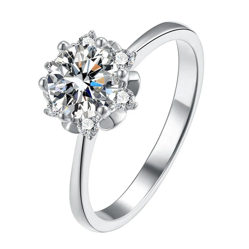Rainbowking Moissanite Diamond D Color Ring 925 Silver Engagement Ring Classic Round Women Wedding Jewelry 1.0 Carat